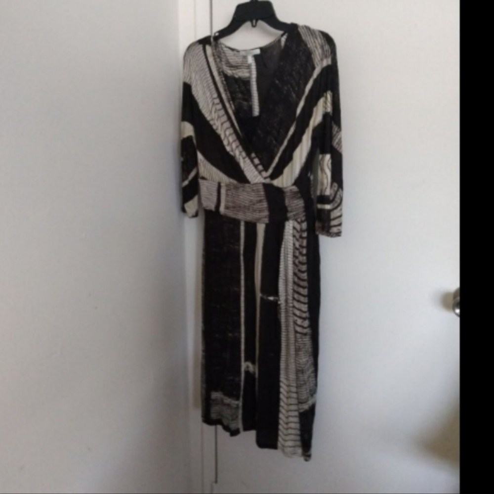 Maxmara Abstract Print V Neck Dress Sz 44